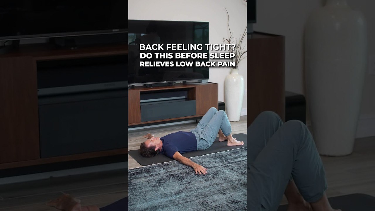 A supine twist stretch before bed for lower back pain, from Dr. Ivan Bracic, DC, of Novaré Injury Care and Rehab